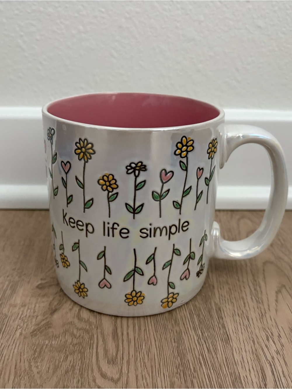 Keep Life Simple Floral Ceramic Mug